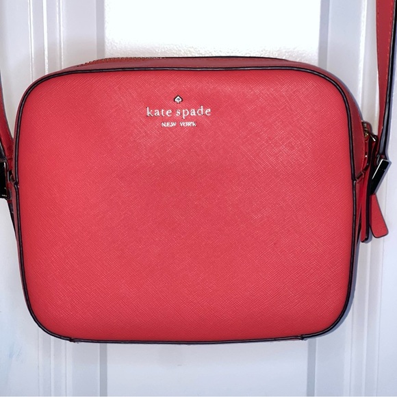 Kate Spade New York Harper Crossbody Geranium Saffiano Leather Textured Pink - Picture 1 of 11